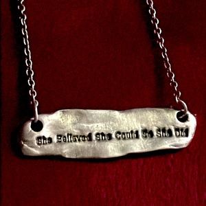 “She Believed She Could So She Did” Sterling Silver Bar Necklace